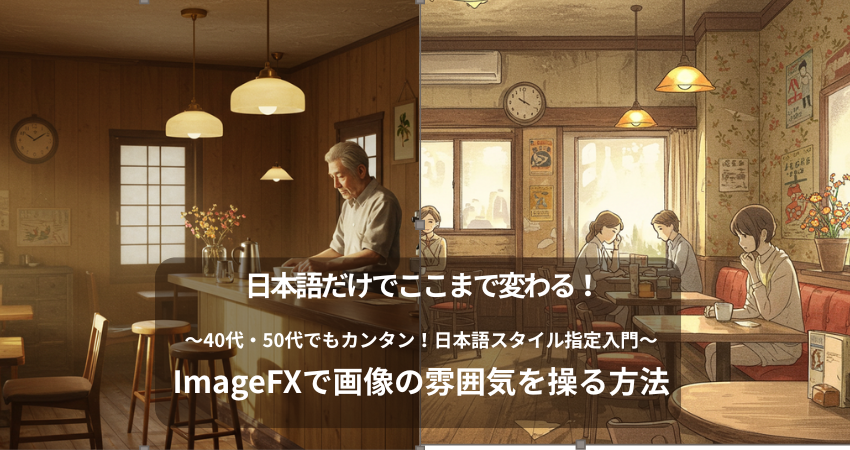 画像生成AI ImageFXを使って日本語で画像の雰囲気を変える方法を紹介するブログ記事のアイキャッチ画像