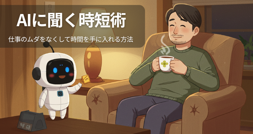 AIが仕事のムダを見つけて効率化、余裕時間を手に入れたイラスト