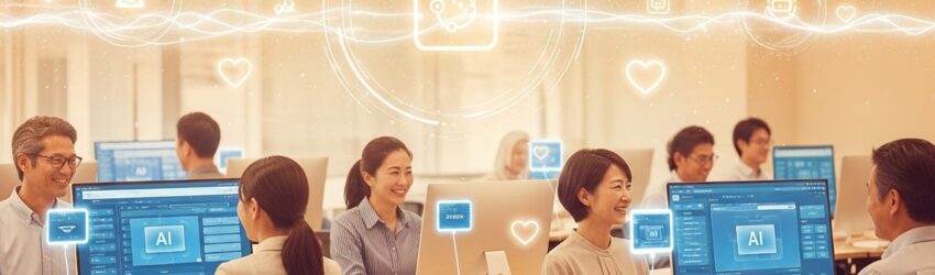 モヤモヤを晴らす！国産AIがくれる“安心感”の正体
笑顔で国産AIを使っている社員さん