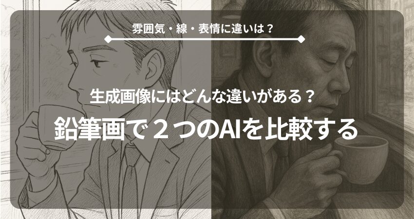鉛筆画を使ったChatGPTとGeminiの生成画像比較を行うイメージ